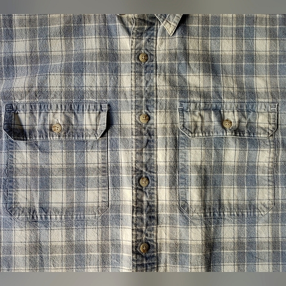 LL Bean Button Down Men's Blue Plaid Flannel Shirt Short Sleeve XL-TALL Casual - Picture 12 of 13